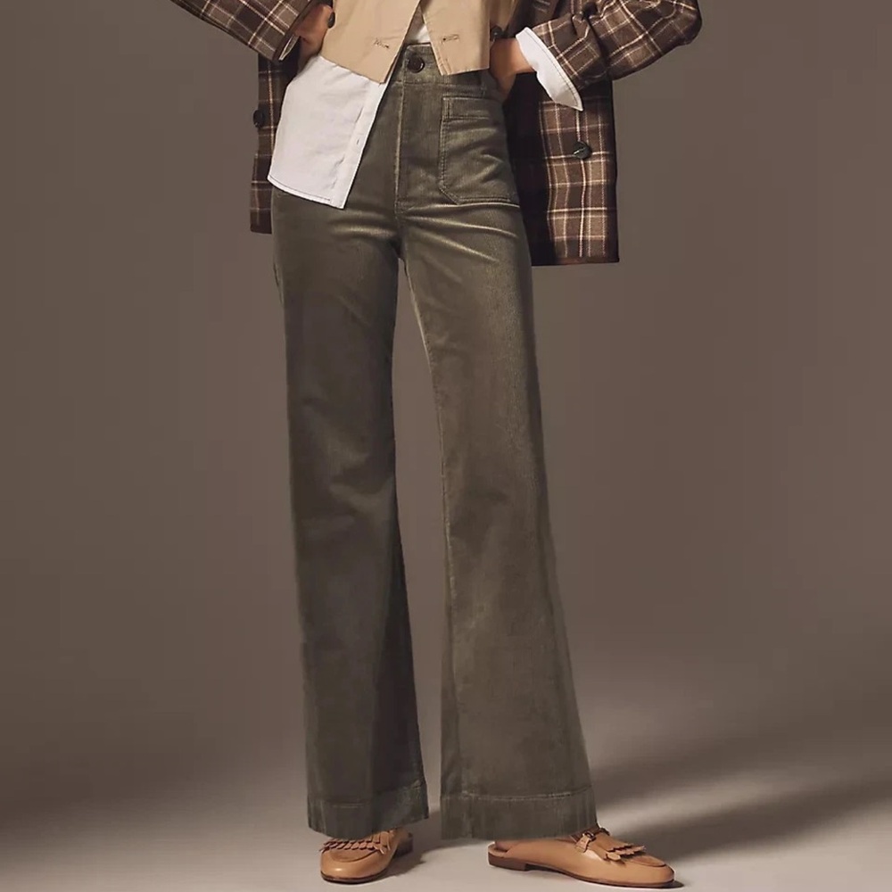 Maeve Anthropologie Colette Olive Pants Full Length 24